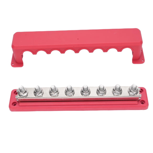 8 Positions Bus Bar 600A High Current, 3/8 Inch Studs Busbar Power Distribution Block for Car RV Marine Yacht, Built with Retardant PC Base