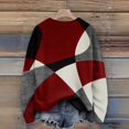 thumbnail image 5 of Long Sleeve Pullover Sweaters For Women O Neck Casual Cute Printing Knit Oversized Sweater for Fall Winter Vintage Feel,Deep Red,M, 5 of 6