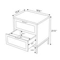 Natural Rattan 2 Drawer Nightstand, White Wood Storage for