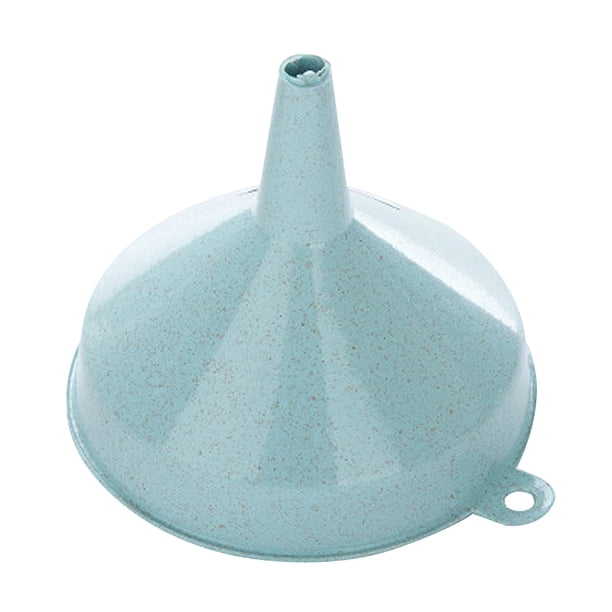 Embudo de paja de trigo para cocina, para verter aceite líquido, embudo de boca redonda, tolva, herramienta de cocina, tamaño L (azul cielo)