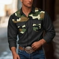 thumbnail image 2 of ZCFZJW Camo Western Cowboy Shirts for Men Casual Fall Long Sleeve Button Down Patchwork Stretch T-Shirts Loose Lightweight Collared Work Tops with Pockets Black#01 XL, 2 of 7
