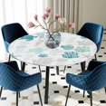 thumbnail image 5 of Elastic Fitted Round Tablecloth, Turquoise Coastal Waterproof Stretch Table Cover for 36"-44" Tables, Nautical Summer Beach Coral Sea Turtle Washable Outdoor Tablecloths for Patio, Picnic, Camping, 5 of 9
