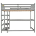 thumbnail image 5 of Euroco Full Loft Bed with Built-in Desk and Shelf for Kids Teens Bedroom, Gray, 5 of 12