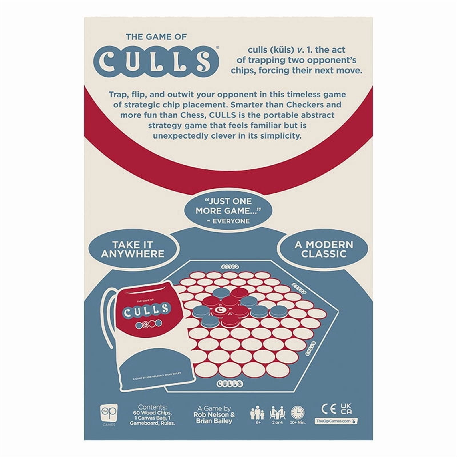 CULLS®, Abstract Strategy Board Game, Smarter Than Checkers and More Fun Than Chess, A Travel Friendly Quick Thinking Tactics Game by The Op Games