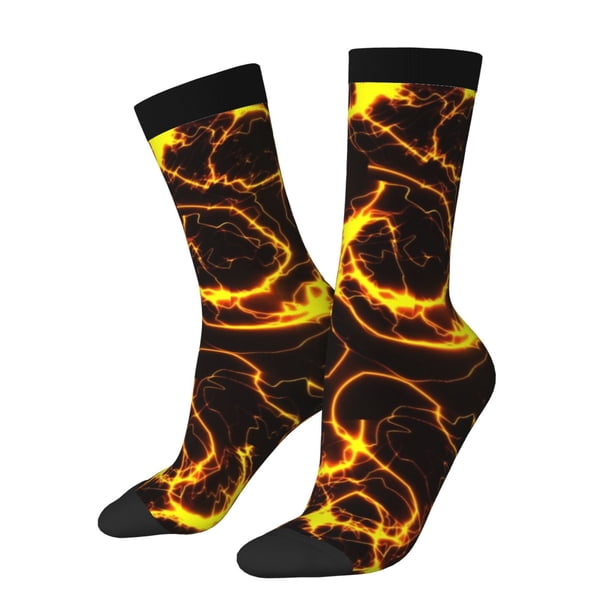 Balery Orange Lightning Calcetas Largas con Estampado para Hombre y Mujer – Suaves y Transpirables, Talla Única (US 5-11)