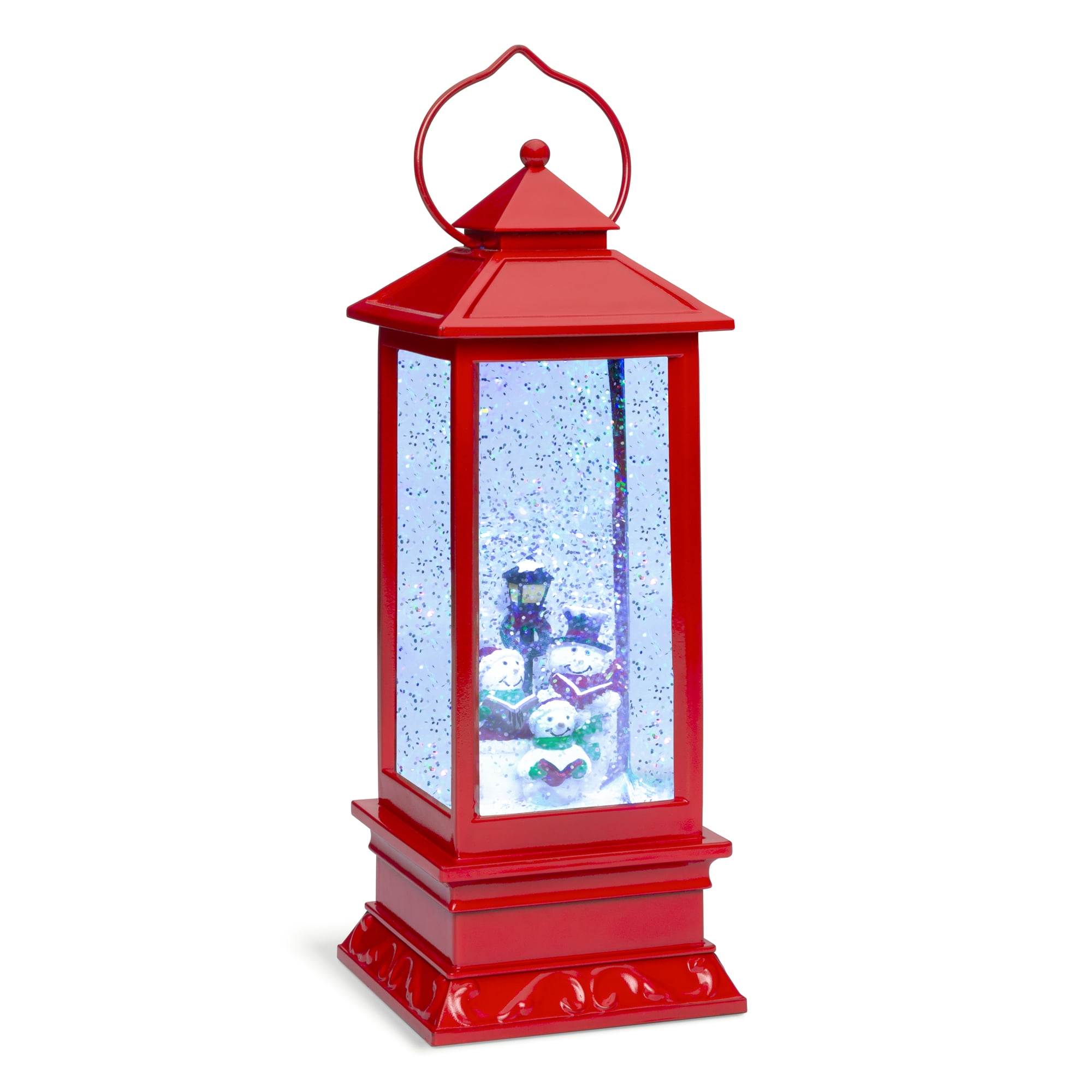 Aprimay LED Christmas Crystal Lights Lantern Rotate Snowman Santa Glitter Lantern Xmas Gift Small Lantern Battery-powered Lamp