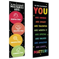Koyal Wholesale Classic Rainbow Learning Motivational Classroom Banner Sign for Teachers, Door, Wall Decor, 2-Pk
