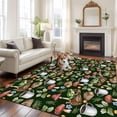 thumbnail image 3 of Mushroom Frog Large Area Rugs for Bedroom Living Room, Soft Non Slip Carpet Bedside Rug, Coffee Bread Dark Green Background Rectangular Floor Cover Kitchen Accent Rug 5'x8' for Dining Room/Office, 3 of 9
