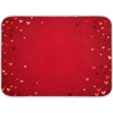 

GZHJMY Valentine s Day Hearts Dish Drying Mats Tableware Absorption Water Mat Home Decor Drying Pad for Kitchen Countertop 16 x18