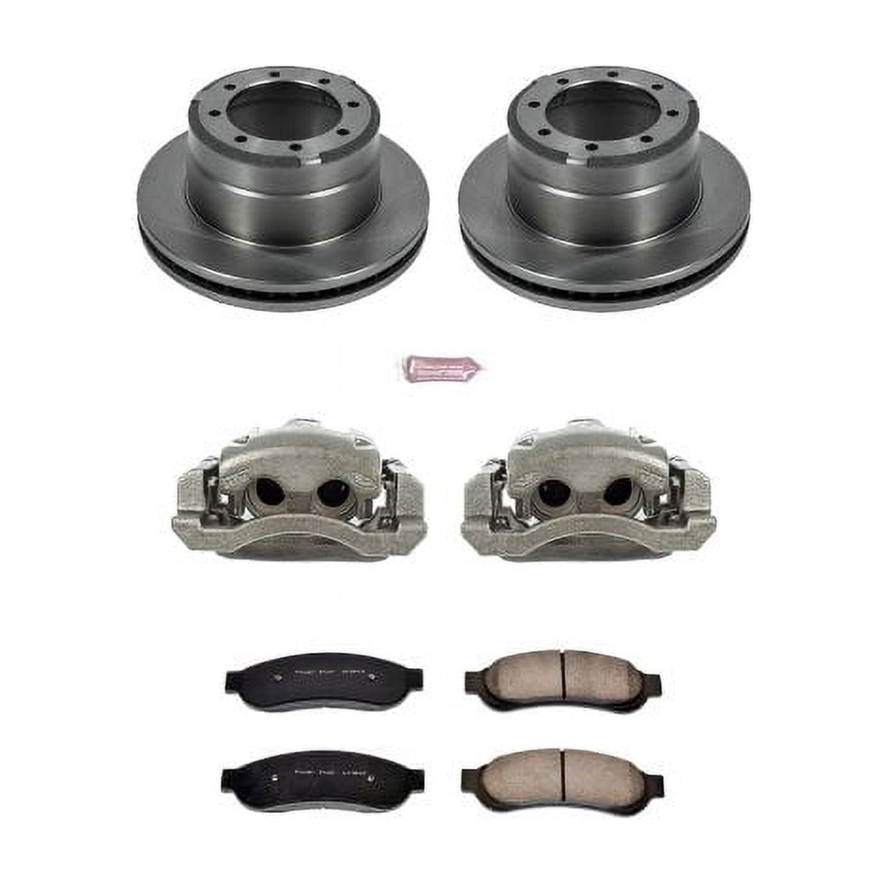 PowerStop Rear Stock Replacement Brake Pad and Rotor Kit with Calipers Fits: FORD Select Models KCOE4593
