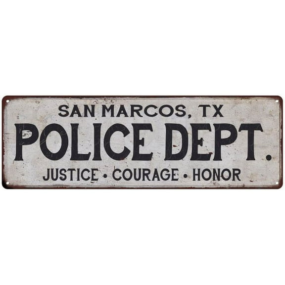 SAN MARCOS, TX POLICE DEPT. Home Decor Metal Sign Gift 8x24 108240012592