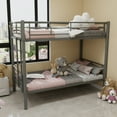 thumbnail image 6 of Twin Over Twin Bunk Bed for Kids Boys Girls, Metal Bunk Bed with Ladders & Guardrail,Convertible 2 Beds,Silver, 6 of 7