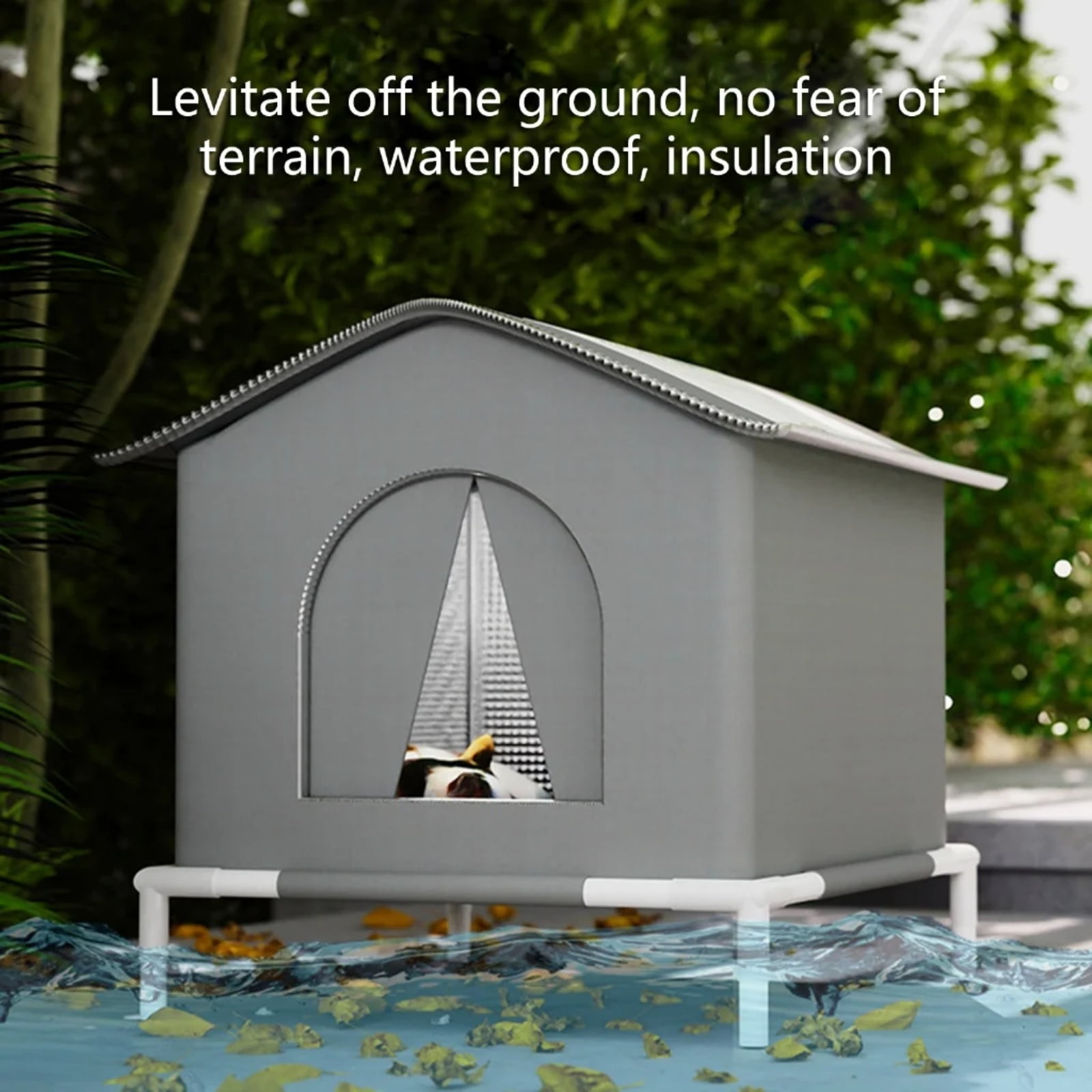 Cat Outdoor House, Feral Cat Shelter, Outdoor Cat Bed, Cat Bed Outdoor, Insulated Cat House, Outdoor Cat Shelter, Waterproof, Cold Weather Tent, Gray, Frame Supported, 1 Pc