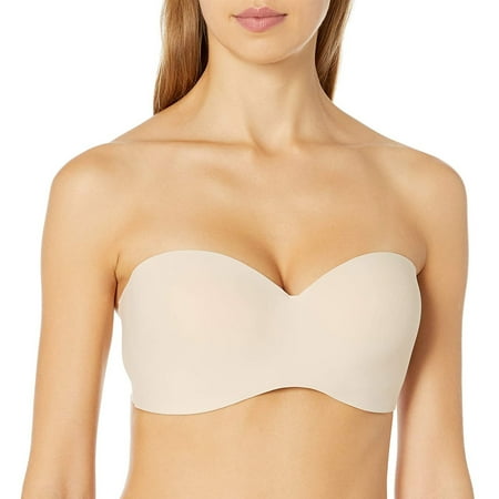 

DOBREVA Women s Lightly Lined Bras T shirt Wirefree Strapless Bustier Bra (AA-D Cup)