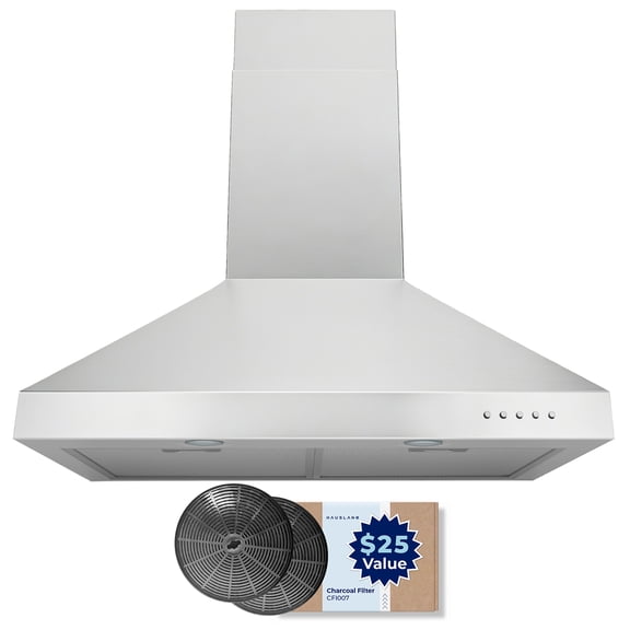 Hauslane Chef Series Base Model WM-530 30" Convertible Wall Mount Chimney Range Hood 120 Volts in Stainless Steel