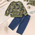 thumbnail image 4 of ZIXKCGDSE Boys Fall Outfits Graphic T-Shirt Sweatshirt and Wide Leg Jeans Trendy Clothing Set Size 12-18 Months, 4 of 4
