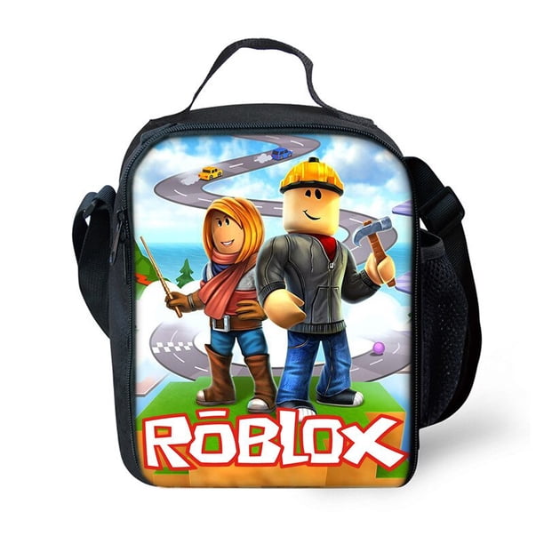 Roblox-Bolsa de almuerzo para estudiantes de escuela primaria y secundaria, bolso de hombro de tela Oxford, Satchel de dibujos animados de Anime