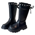 thumbnail image 2 of LYHao Elegant Pearl Bow Detail Faux Lined Winter Ankle Boots For Girls Sole Comfortable Casual Footwear ,Girls Boots Sizes 11 Black(4.5-5 Years), 2 of 6
