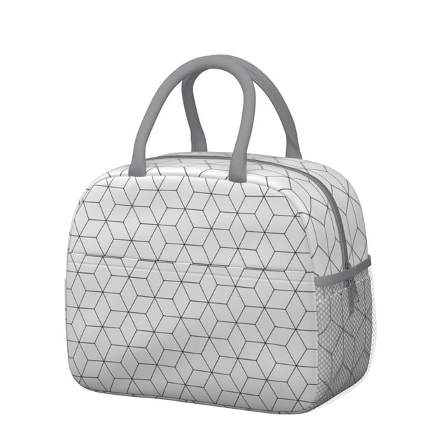 Checkered Pattern Lunch Tote – Retro Plaid Design, Portable Insulated Cooler Bag for Office and Picnic