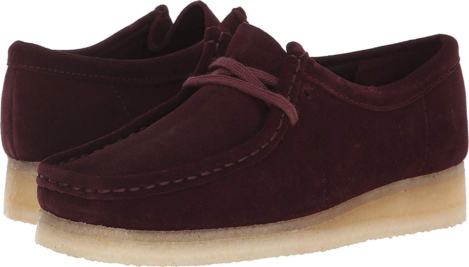 maroon clarks wallabees
