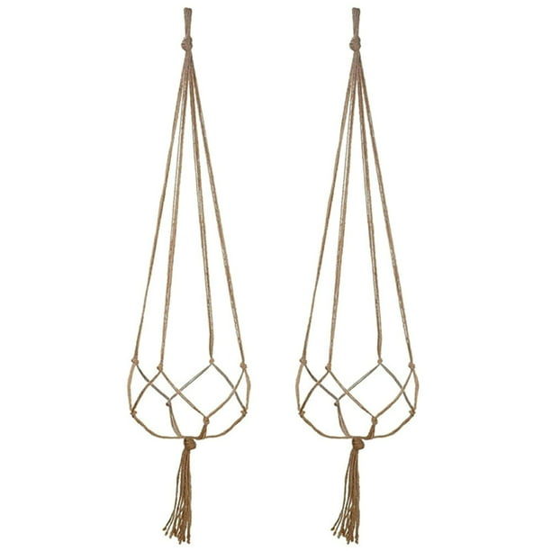 Colgador de macramé para plantas, cesta de cuerda Vintage para interiores y exteriores, 6 uds.