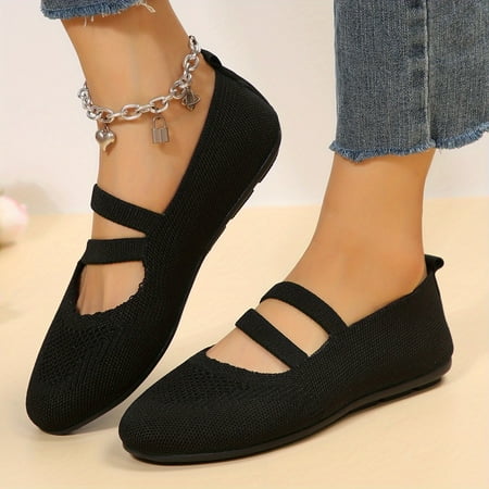 

Comfort Knitted Mary Jane Flat Shoes - Women s Breathable and Comfy Slip On Flats