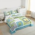 thumbnail image 3 of Homewish Hawaii Coconut Tree Safari Crocodile Lion Green Gray Patchwork Plaid Full Comforter Set, Reversible Ultra Soft Kids Bedding, 3pcs, 3 of 8