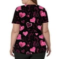 thumbnail image 4 of Lumtrix Valentine's Day V Neck Heart Printed Scrub Tops for Women Plus Size Short Sleeve Nursing Uniforms with Pocket Cute Side Slit Shirt Hot Pink 3XL, 4 of 5