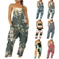 thumbnail image 2 of pstuiky Jumpsuits for Women Dressy, Women's Sleeveless Spaghetti Straps Jumpsuits Printed Loose Casual Adjustable Spaghetti Strap Jumpsuits Stretchy Wide Leg Rompers with Two Pockets, 2 of 7