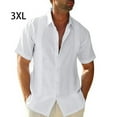 thumbnail image 5 of Sonducket Camisa de hombre Casual manga corta transpirable botón abajo Color sólido moda viajes citas camisas ropa Camisetas Blanco 3XL, 5 of 5