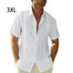 thumbnail image 3 of Camisa de hombre casual Sonducket manga corta transpirable botón abajo color sólido 3XL, 3 of 5