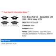 thumbnail image 2 of Front Brake Pad Set - Compatible with 2008 - 2016 Volvo XC70 2009 2010 2011 2012 2013 2014 2015, 2 of 2