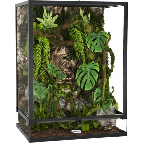 EastVita 45 Gallon Reptile Glass Tank Terrarium with Screen Ventilation Tempered Glass for Lizard Tortoise Snake, Front Opening & Anti Escape Lid 24" x 18" x 24"