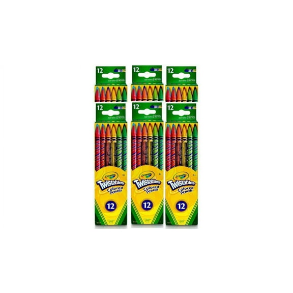 Set of 6 |Crayola Twistables Colored Pencils, 12 ct, School Supplies, Coloring Gifts for Kids, Ages 3 & up