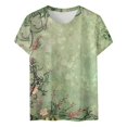 thumbnail image 4 of Puntoco Liquidación de blusas cortas para mujer Blusas estampadas de moda para mujer Camiseta de manga corta Cuello redondo, 4 of 4
