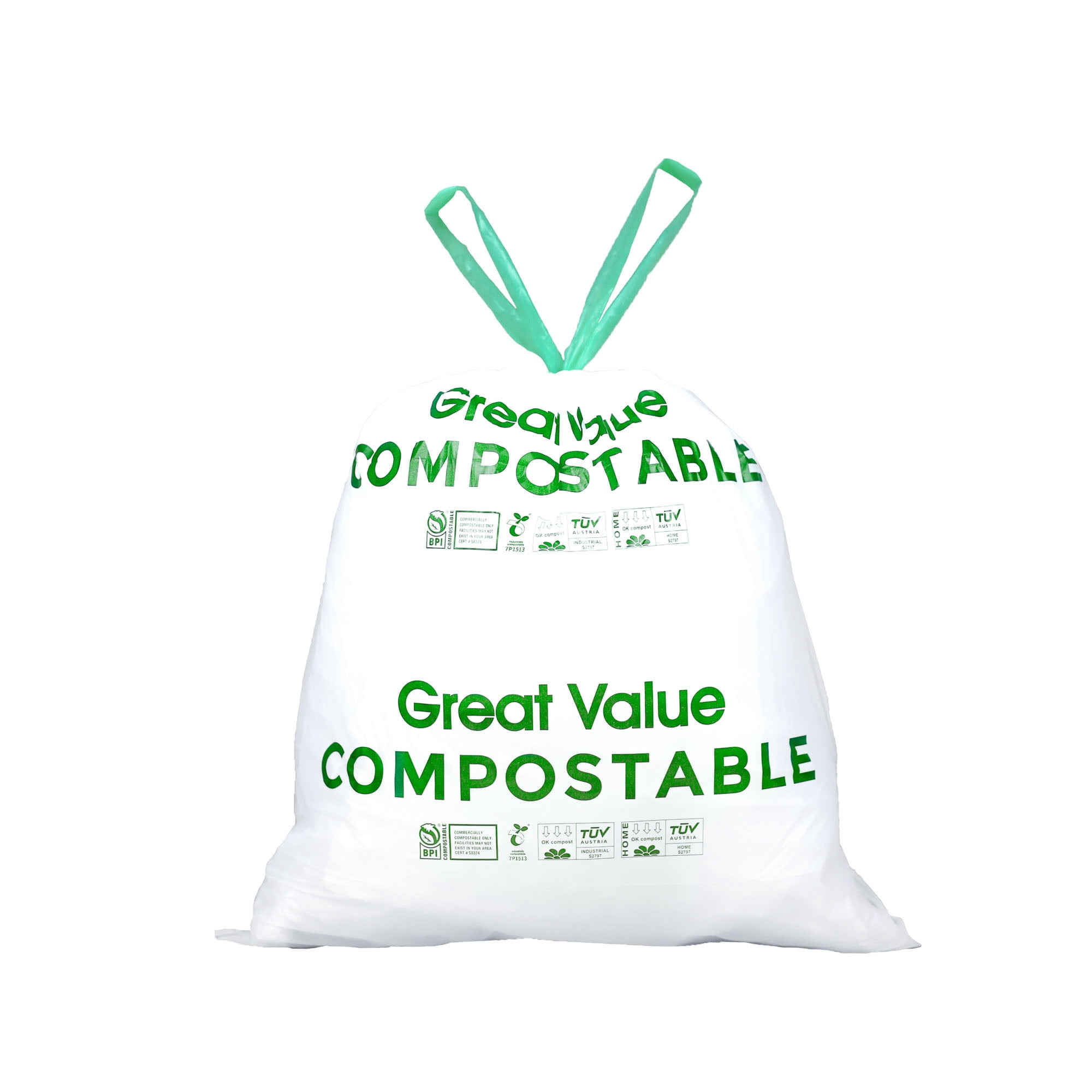 Great Value 3-Gallon Small Compostable Trash Bags, 20 Bag