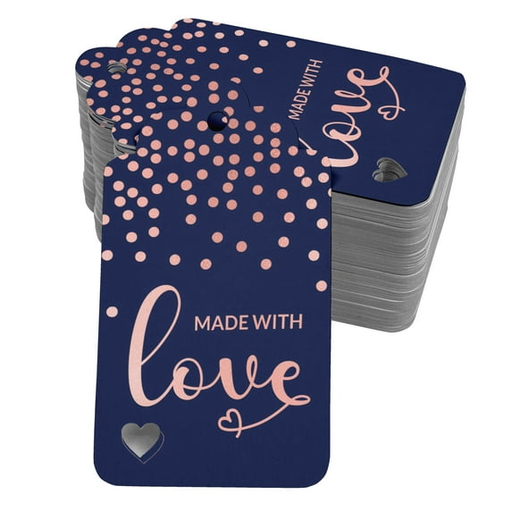 Inkdotpot 50 Pack Real Rose Gold Foil Paper Tags Made With Love Text Favor Hang Tag