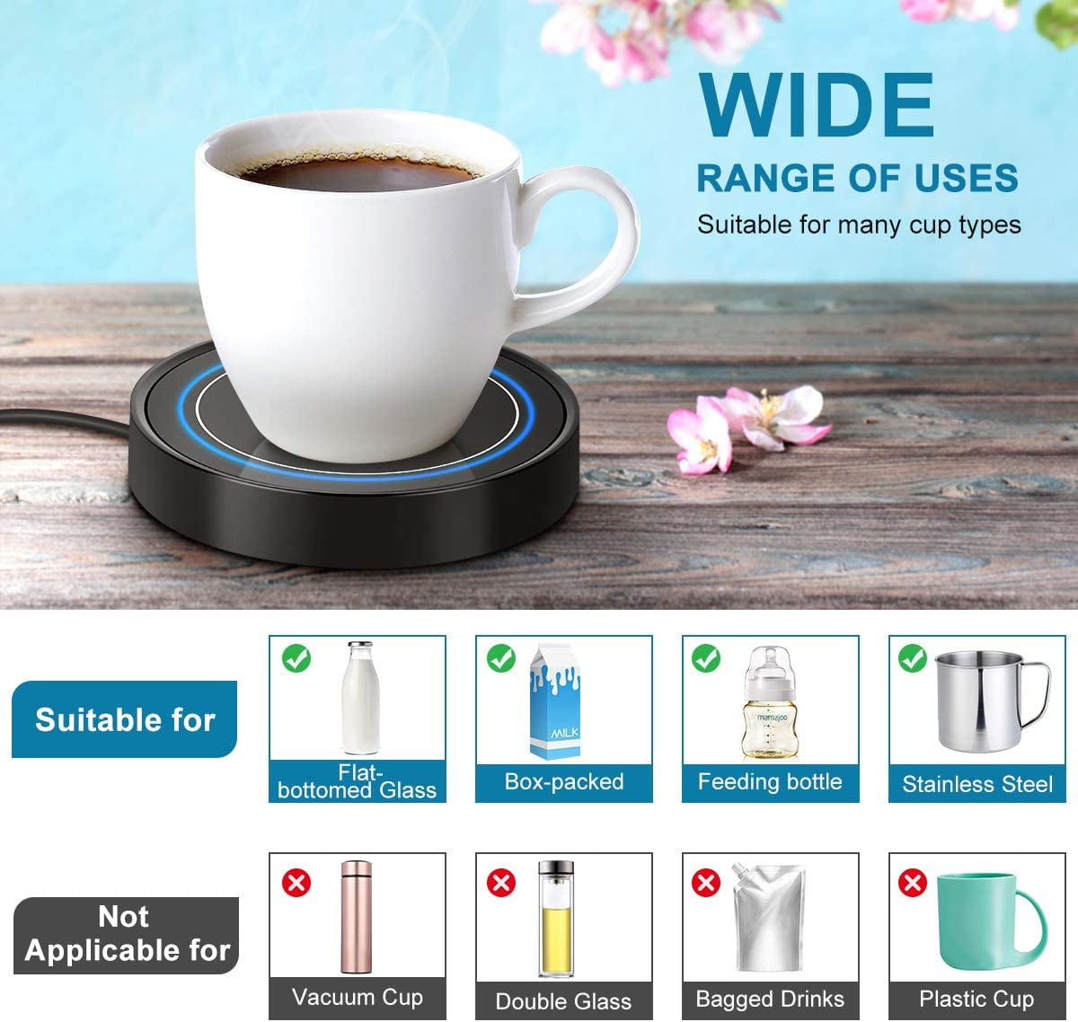 XMMSWDLA Coffee Mug Warmer, Electric Beverage Warmers for Office
