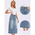 thumbnail image 2 of DARING DIVA Women's Elasticated Waist Washed A Line Long Jean Skirt X-Small Blue, 2 of 6