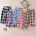 thumbnail image 6 of Toddler Boys Girls Linen Pants Kids Wide Leg Harem Pants Cotton Elastics Waist Summer Plaid Long Trousers Thin 3/4 Outerwear, 6 of 9