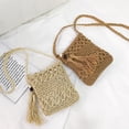 thumbnail image 3 of Bolso de paja ZHAOCHENG estilo bohemio hecho a mano con bandolera y cremallera, 3 of 5