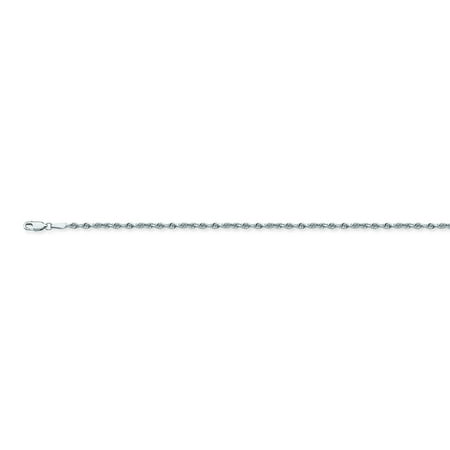 Diamonds 14k 16 Inch Chain - 14K White Gold 1.8 Diamond Cut Rope Chain in 16 inch, 18 inch, 20 inch, 22 inch, & 24 inch