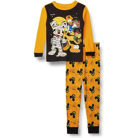 

Disney Boy s Mickey Donald and Pluto Halloween Glow-In-The-Dark Pajama Set Size 3T