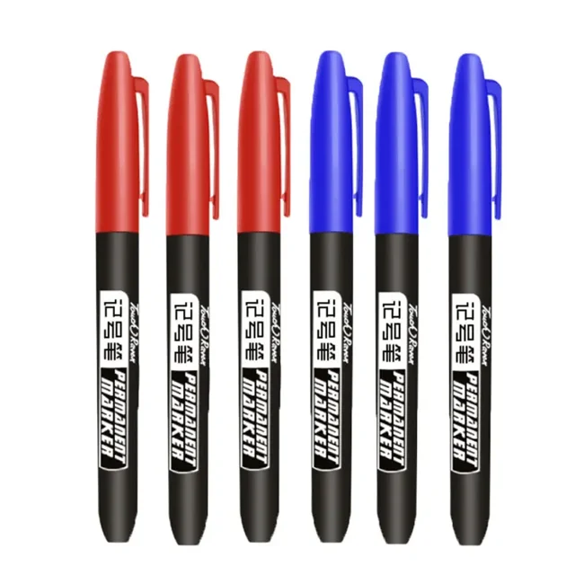 Rotulador permanente, marcadores de dibujo, negro, azul, rojo, tinta impermeable, bolígrafos para bocetos, papelería, arte, suministros escolares para vidrio y Metal