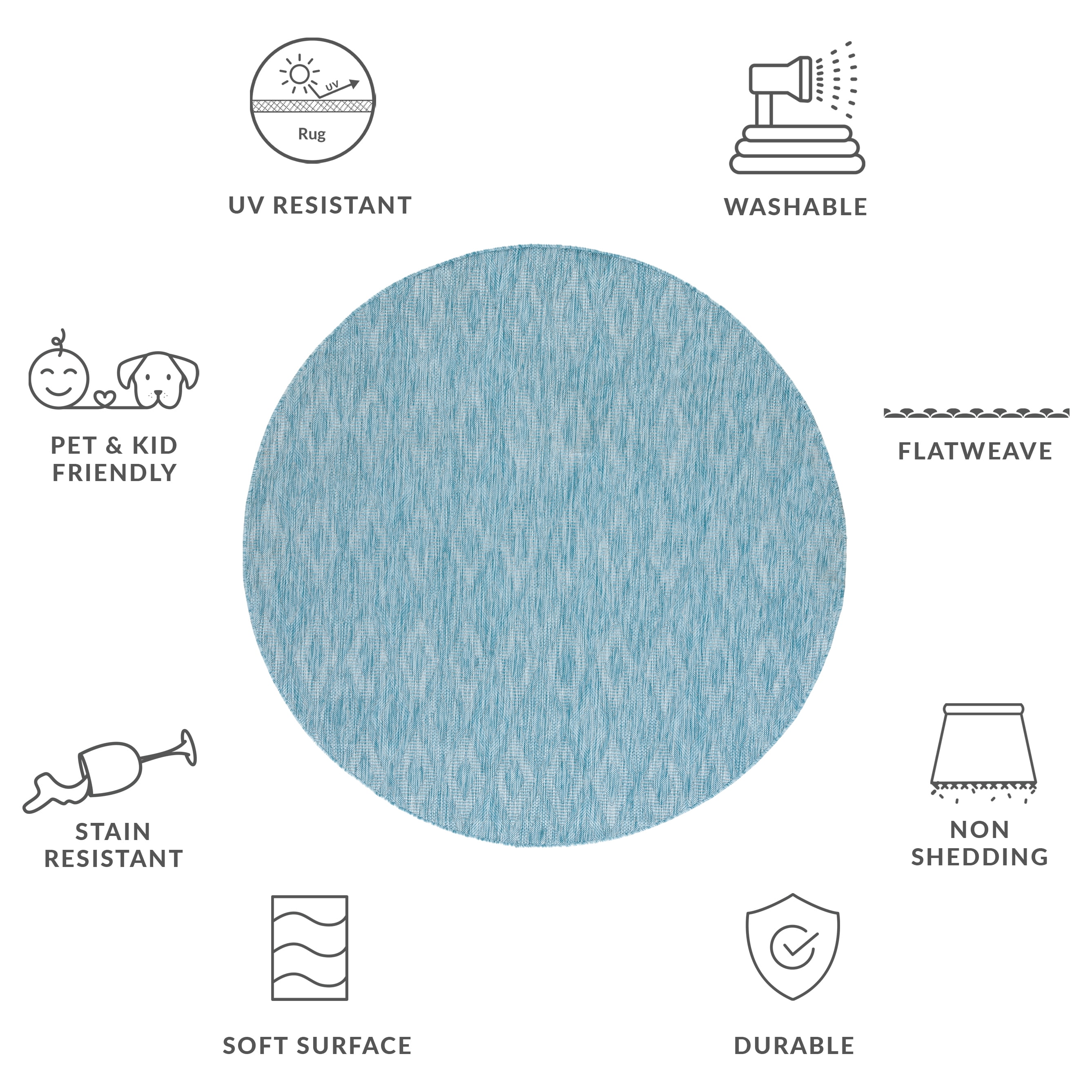 Safavieh Courtyard Teodor Geometric Indoor/Outdoor Area Rug, Aqua, 6'7" x 6'7" Round