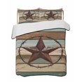 thumbnail image 2 of Quilts Twin XL Size, Teal Brown Farmhouse Soft Comforter Bedding Set for Bed, Country Texas Star Vintage Lightweight Quilted Bedspread with Pillow Cover(2 Pieces) for All Season, 68x98 Inch, 2 of 6