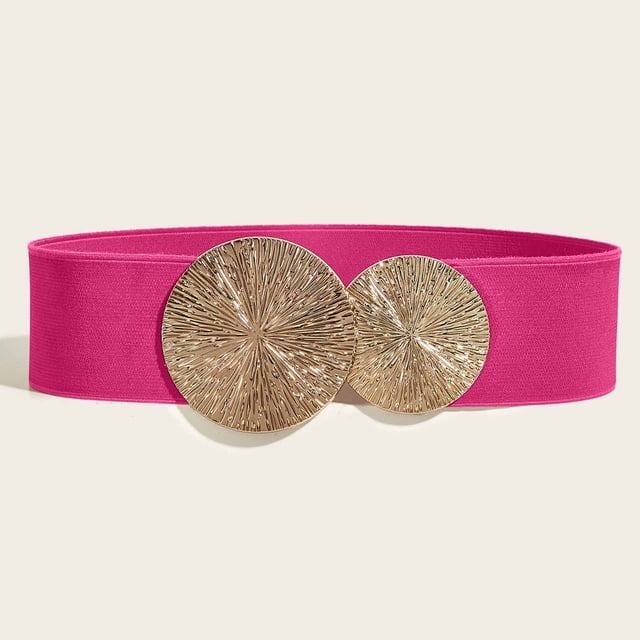 Cinturones de aleación para mujer, de moda, informales, de color sólido, con hebilla de metal y alta elasticidad.