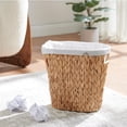 thumbnail image 5 of YANGQIHOME Papelera de baño de mimbre tejida a mano con asas para dormitorio, sala de estar, cocina, baño y oficina, cesta de basura de mimbre de jacinto de agua, 1 paquete de 13 pulgadas de largo x 7, 5 of 5