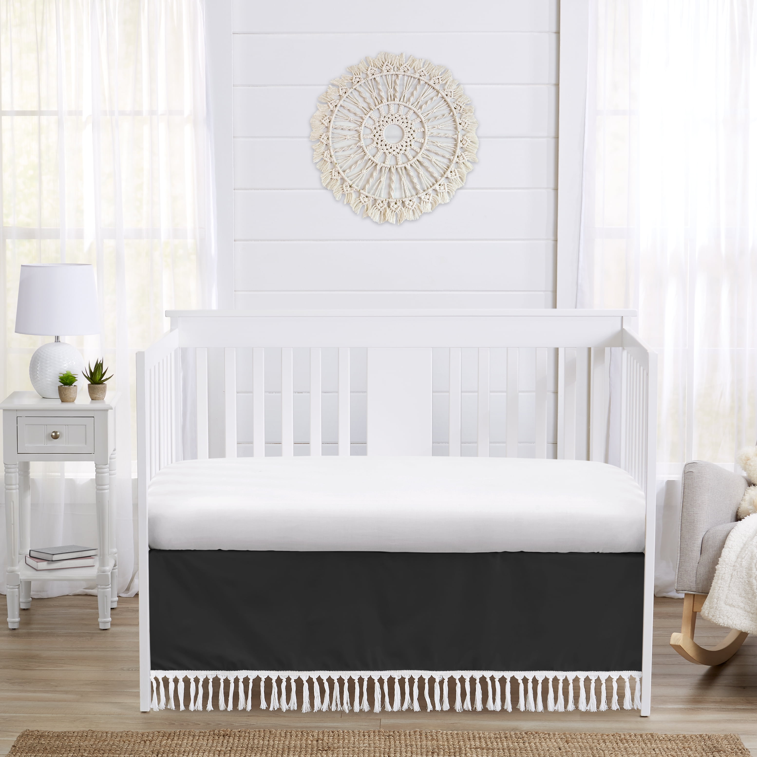 Black and clearance white crib skirt