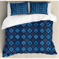 thumbnail image 3 of Indigo Duvet Cover Set, Floral Detailed Squares Patchwork Inspired Image, Decorative 2 Piece Bedding Set with 1 Pillow Shams, Twin Size, Turquoise Navy Blue, by Ambesonne, 3 of 3
